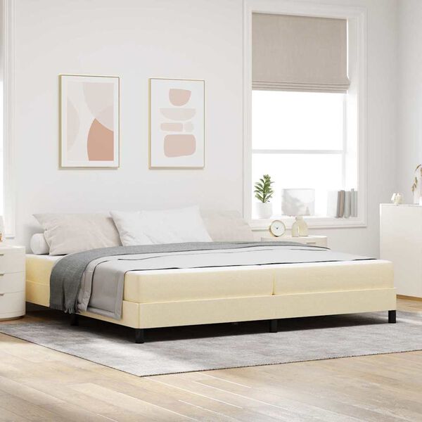 vidaXL Boxspringbett mit Matratze Creme 200 x 200 cm Stoff