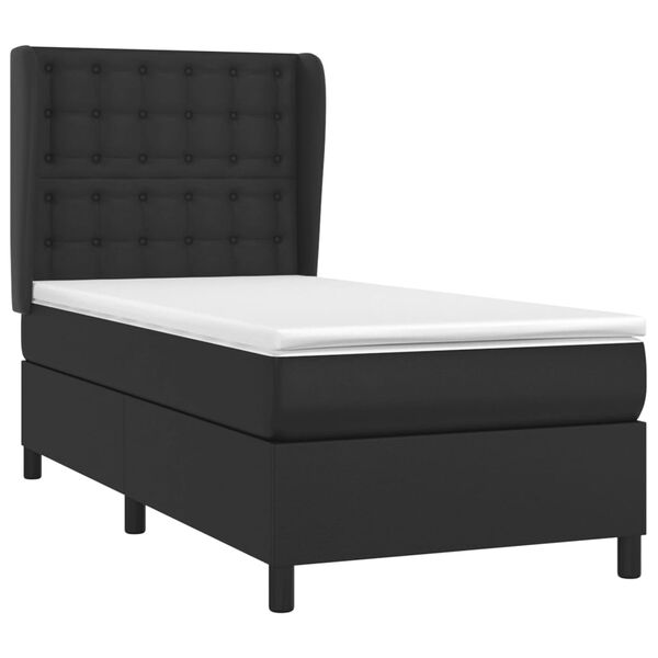 vidaXL Boxspringbett mit Matratze Schwarz 80x200 cm Kunstleder