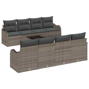 vidaXL Gartensofa-set 9 Stk. 8-Sitzanzahl Grau