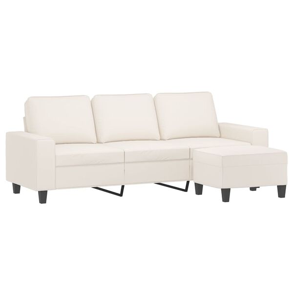 vidaXL 3-Sitzer-Sofa mit Hocker Beige 180 cm Mikrofasergewebe