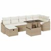 vidaXL Garten-Sofa-Set mit Kissen mit Speicher 8 pcs Beige Poly Rattan