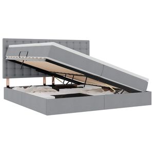 vidaXL Aufbewahrungsbett mit Matratze Hellgrau 200 x 200 cm Polyester