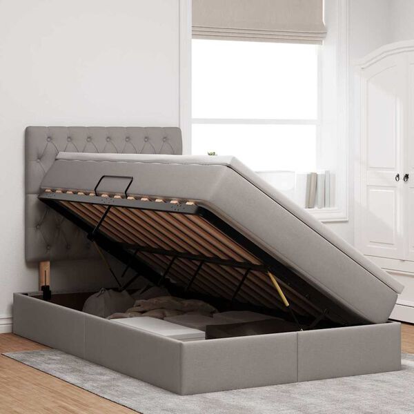 vidaXL Bett mit Stauraum und LED Taupe 120 x 200 cm Polyester