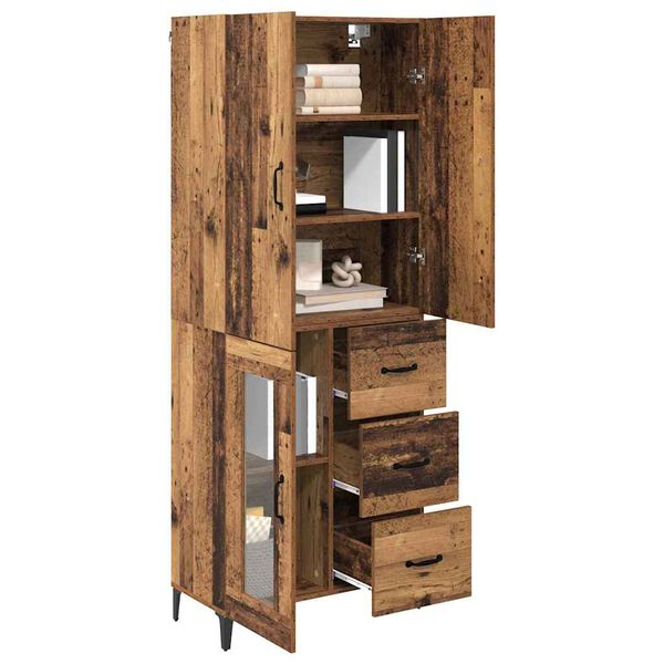 vidaXL Highboard Wandmontiert Altholz 69,5 x 34 x 180 cm Holzwerkstoff