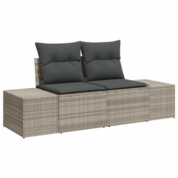 vidaXL Garten-Sofa-Set mit Speicher 7 pcs Hellgrau Poly Rattan