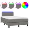 vidaXL Boxspringbett mit Matratze & LED Dunkelgrau 120x190 cm Stoff