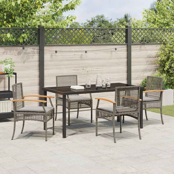 vidaXL Garten Essgruppe 5 pcs Grau Poly-Rattan