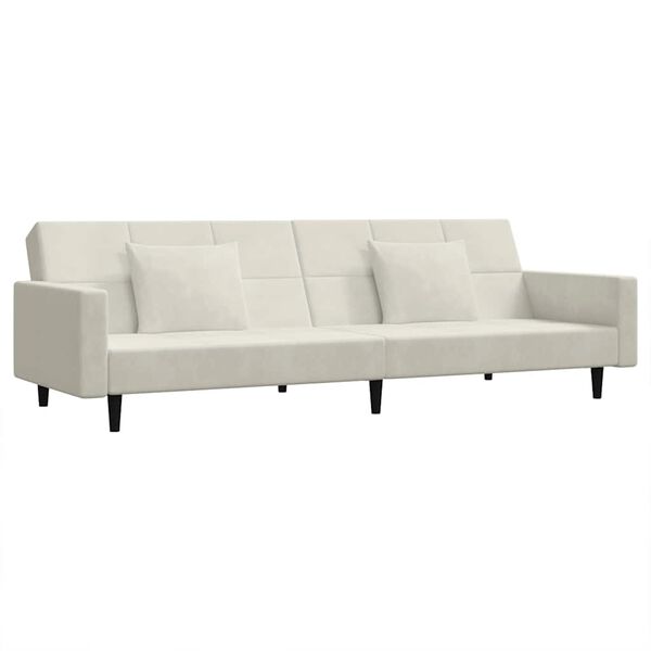 vidaXL Schlafsofa 2-Sitzer mit 2 Kissen Creme Samt