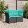 vidaXL Gartensofa mit Kissen 2-Sitzer Schwarz Poly Rattan