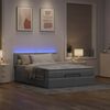 vidaXL Ottomane Bett mit Matratze & LEDs Hellgrau 140x190 cm Stoff