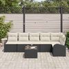 vidaXL Gartensofa-set mit Kissen 7 pcs Schwarz und Wei&szlig; Poly-Rattan