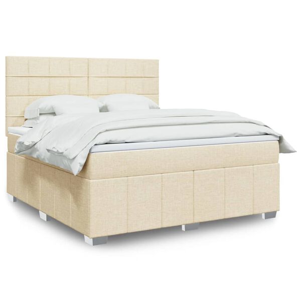 vidaXL Boxspringbett mit Matratze Creme 180x200 cm Stoff
