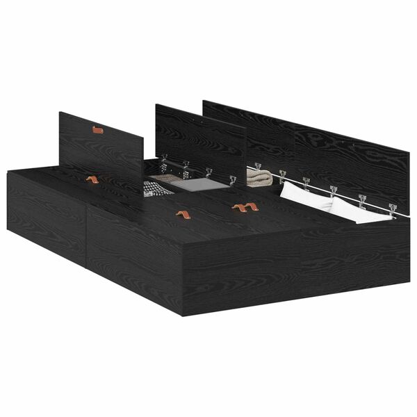 vidaXL Aufbewahrungsbettgestell Schwarz Eichen-Optik 120 x 190 cm