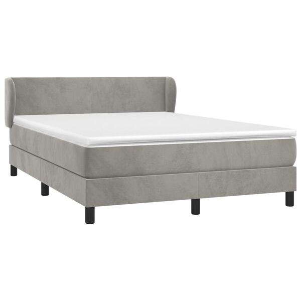 vidaXL Boxspringbett mit Matratze Hellgrau 140x200 cm Samt