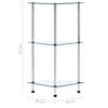 vidaXL Regal mit 3 Ablagen Transparent 30x30x67 cm Hartglas