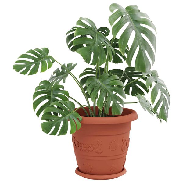 vidaXL Runde Blumenplatte 24 pcs Ziegelrot &Oslash; 23,5 x 2,5 cm Kunststoff