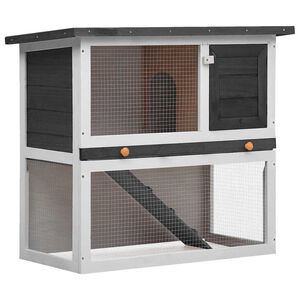vidaXL Kaninchenstall 1 T&uuml;r Grau Holz