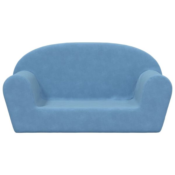 vidaXL Kindersofa 2-Sitzer Blau Weich Pl&uuml;sch
