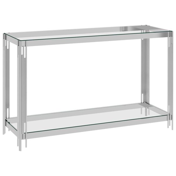 vidaXL Beistelltisch Silbern 120x40x78 cm Edelstahl und Glas