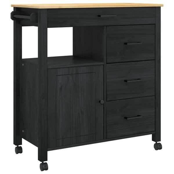 vidaXL Küchentrolley Uni Schwarz