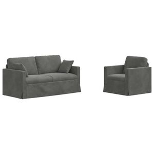 vidaXL Sofa Set 2 stk. Dunkelgrau Samt