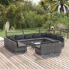 vidaXL 12-tlg. Garten-Lounge-Set mit Kissen Grau Poly Rattan