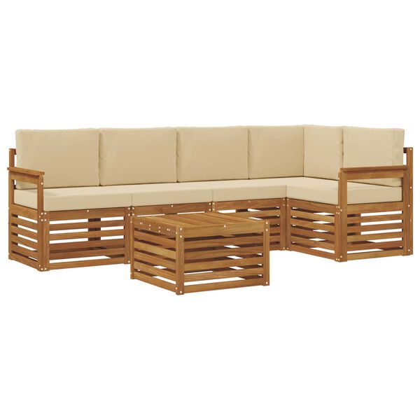 vidaXL Sofagarnituren 6 pcs Natur und Beige Massivholz Akazie
