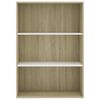 vidaXL B&uuml;cherregal 3 F&auml;cher Wei&szlig; Sonoma-Eiche 80x30x114 Holzwerkstoff