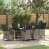 vidaXL Garten Essgruppe mit Kissen 7 pcs Grau Poly-Rattan