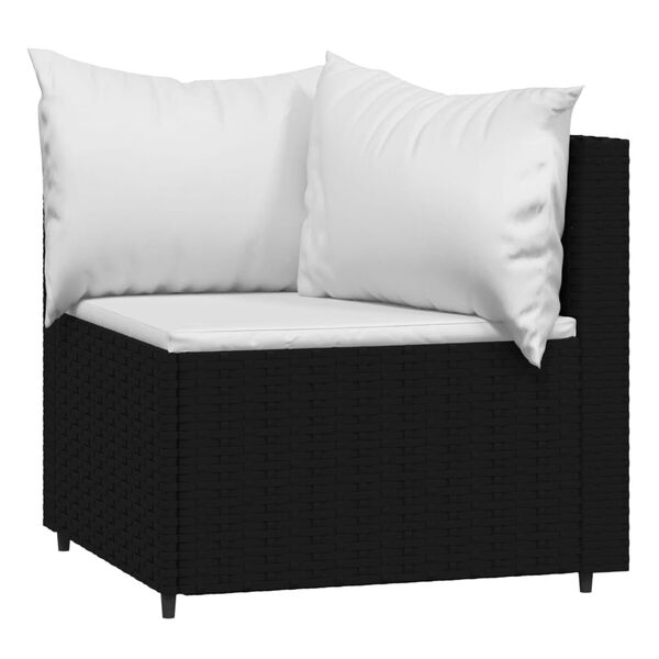 vidaXL 4-tlg. Garten-Lounge-Set mit Kissen Schwarz Poly Rattan