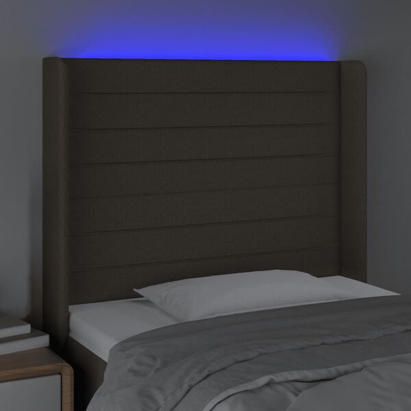 vidaXL LED Kopfteil Taupe 93x16x118/128 cm Stoff