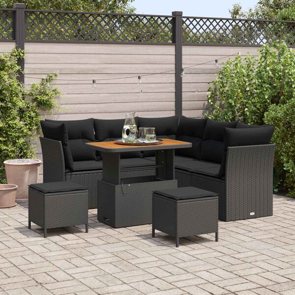 vidaXL Gartensofa-set 8 pcs Schwarz Poly-Rattan
