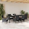 vidaXL Garten Essgruppe mit Kissen 7 pcs Schwarz Poly-Rattan