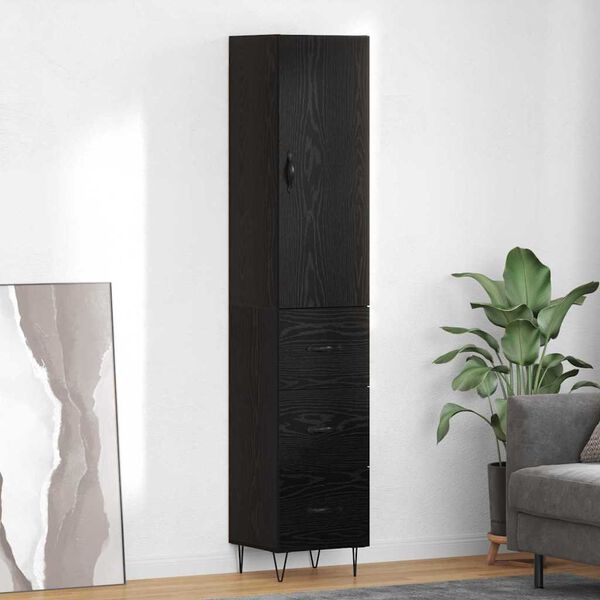 vidaXL Highboard Schwarz Eichen-Optik 69,5 x 34 x 180 cm Holzwerkstoff