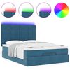 vidaXL Ottoman-Bett mit Matratzen & LEDs Dunkelblau 140x190 cm Samt
