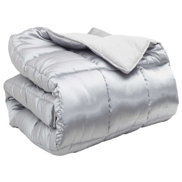 vidaXL Winterbettdecke Silber 140 x 200 cm Satin und Mikrofaser