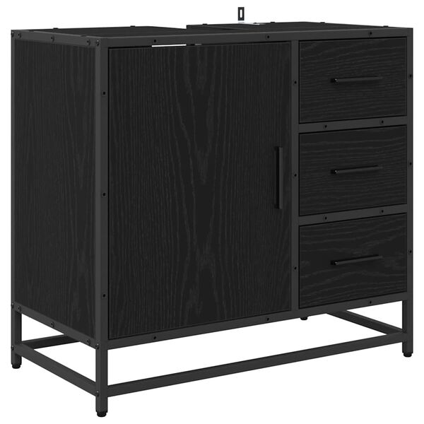 vidaXL Badezimmerschrank mit Tür Schwarz Eichen-Optik 65 x 33 x 60 cm