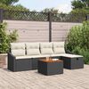 vidaXL Garten-Sofa-Set mit Kissen 6 pcs Schwarz Poly Rattan
