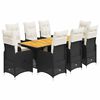 vidaXL 9-tlg. Garten-Bistro-Set mit Kissen Schwarz Poly Rattan