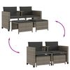 vidaXL Gartensofa 2-Sitzer mit Tisch und Hockern Grau Poly Rattan