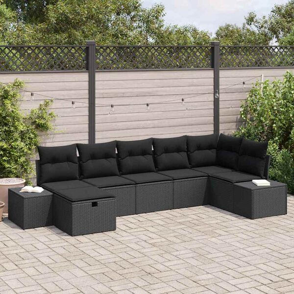 vidaXL Sofa Set mit Kissen 7 pcs Poly-Rattan