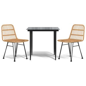 vidaXL 3-tlg. Garten-Essgruppe Poly Rattan