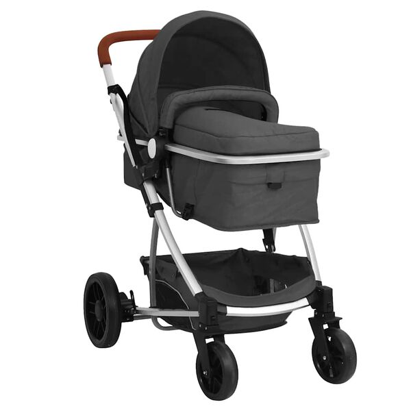 vidaXL 2-in-1-Kinderwagen Dunkelgrau Aluminium