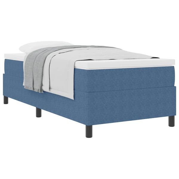 vidaXL Boxspringbett Blau und Wei&szlig; 100 x 200 cm Cordstoff