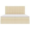 vidaXL Bett mit LED-Lichtleisten mit Kopfteil Creme 180 x 200 cm Stoff