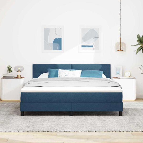 vidaXL Boxspringbett mit Matratze mit LED Blau 180 x 200 cm Stoff