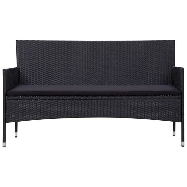 vidaXL 4-tlg. Garten-Lounge-Set mit Auflagen Poly Rattan Schwarz