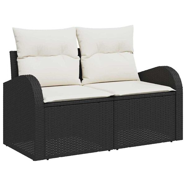 vidaXL Gartensofa-set Schwarz Poly-Rattan