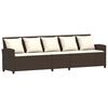 vidaXL Gartensofa mit Kissen Braun Poly Rattan