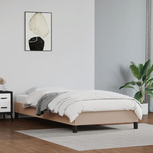 vidaXL Bettgestell Cappuccino-Braun 90x190 cm Kunstleder
